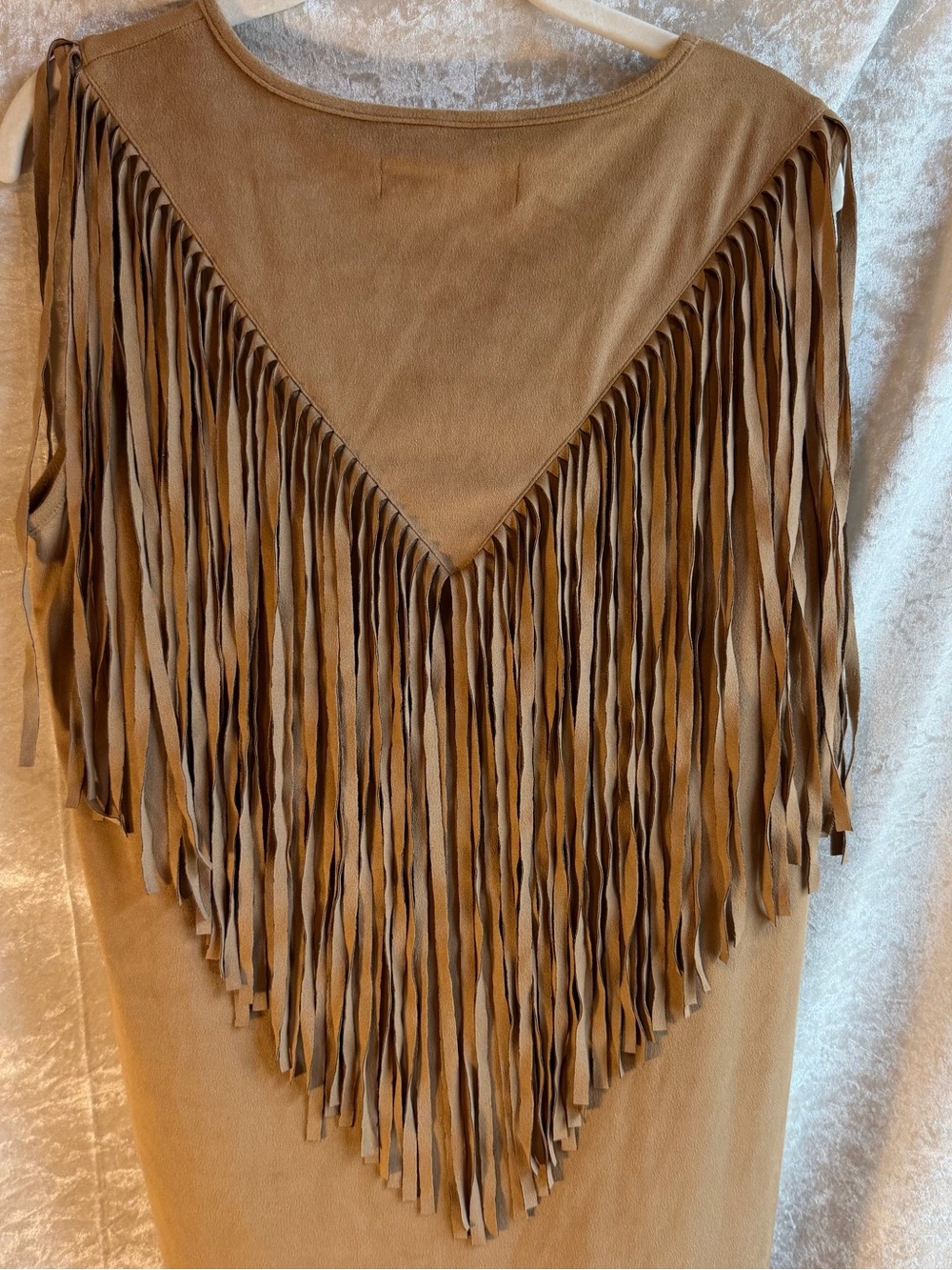 Montana Co. Tan Suede Fringe Western Midi Dress Size L - Picture 3 of 7